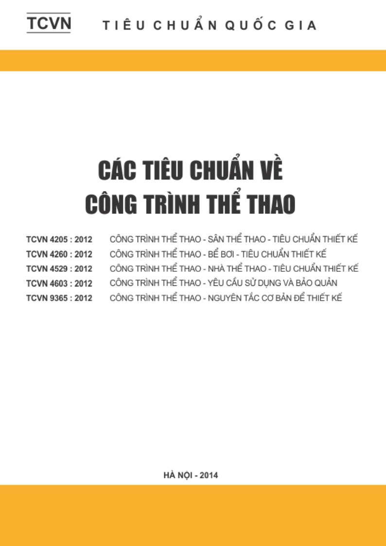 CÁC TIÊU CHUẨN VỀ CÔNG TRÌNH THỂ THAO