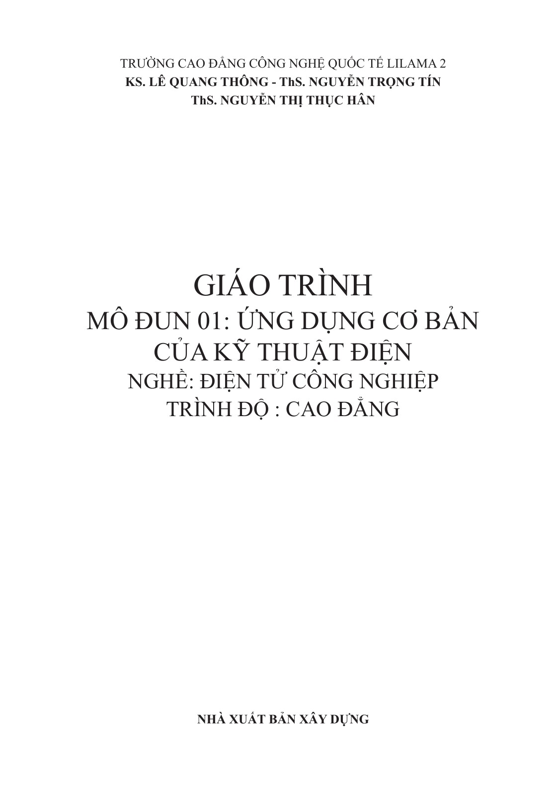 Giáo trình Ứng dụng cơ bản của kỹ thuật điện