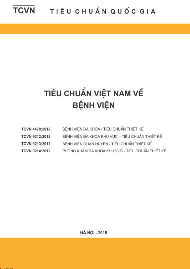 Tiêu chuẩn Việt nam về bệnh viện (TCVN 4470, 9212, 9213, 9214:2012)