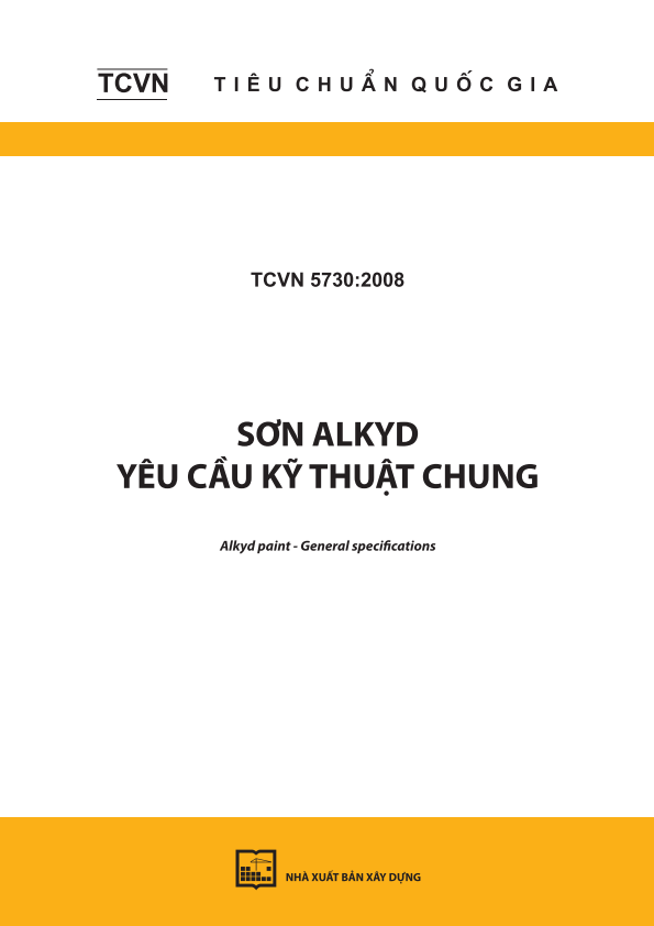 TCVN 5730:2008 Sơn alkyd - Yêu cầu kỹ thuật chung - Alkyd paint - General specifications