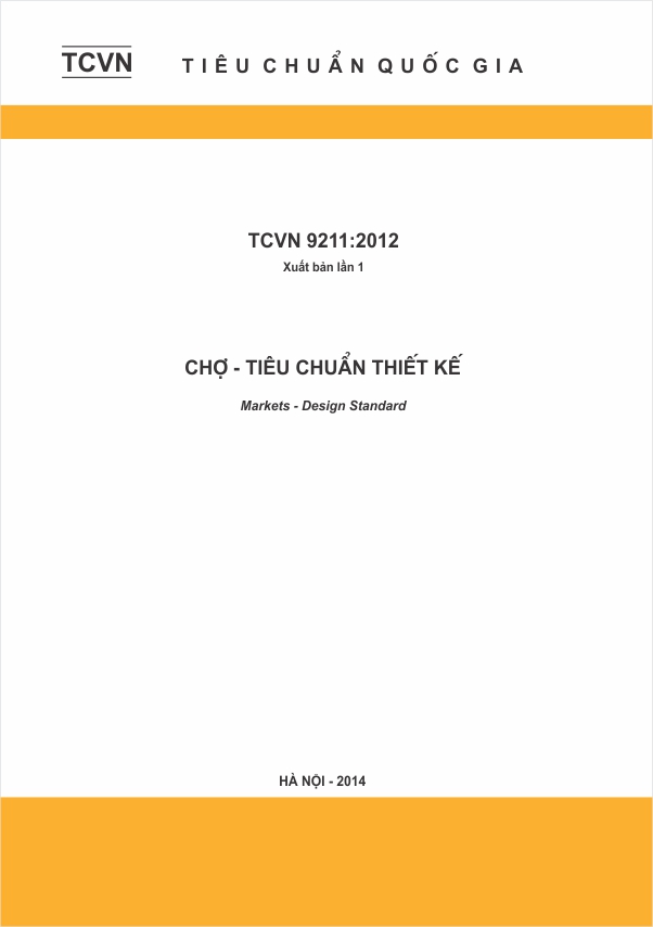 Tiêu chuẩn Việt Nam 9211:2012 - Chợ - Tiêu chuẩn thiết kế