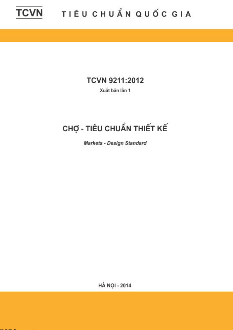 TCVN 9211:2012 CHỢ - TIÊU CHUẨN THIẾT KẾ