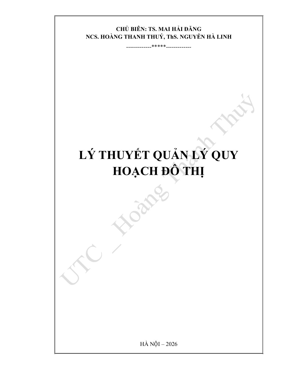 Lý thuyết quản lý quy hoạch đô thị