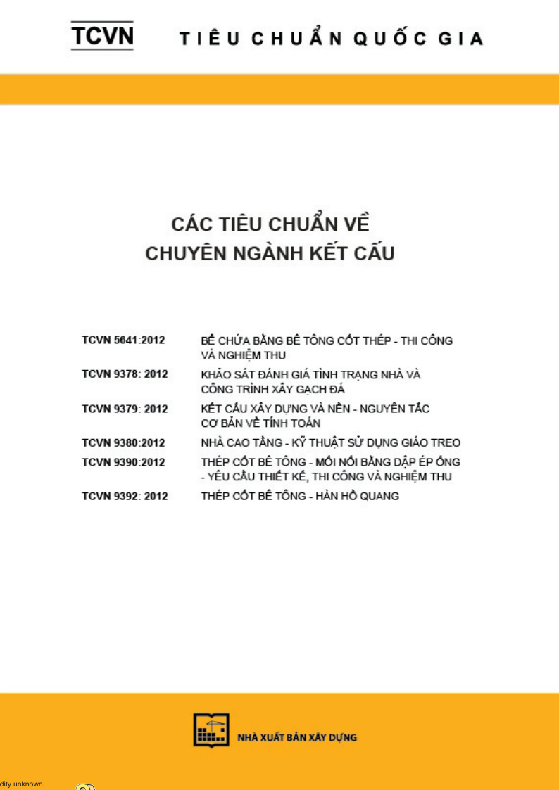 Các tiêu chuẩn về chuyên ngành kết cấu