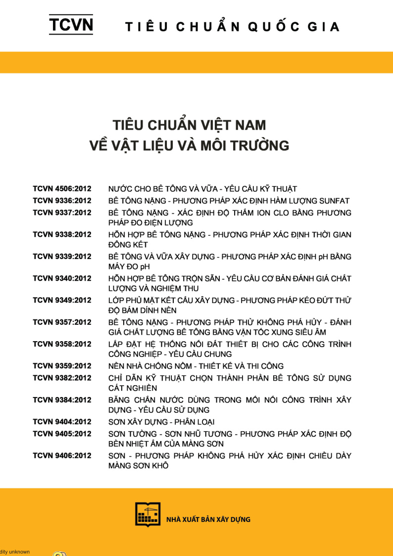 Tiêu chuẩn Việt Nam về vật liệu và môi trường