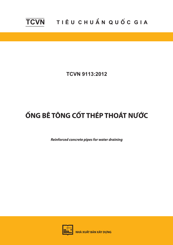 TCVN 9113:2012 Ống bê tông cốt thép thoát nước - Reinforced concrete pipes for water draining