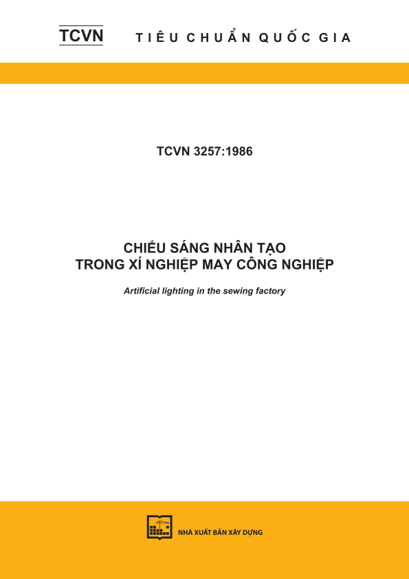 TCVN 3257:1986 Chiếu sáng nhân tạo trong xí nghiệp may công nghiệp - Artificial lighting in the sewing factory
