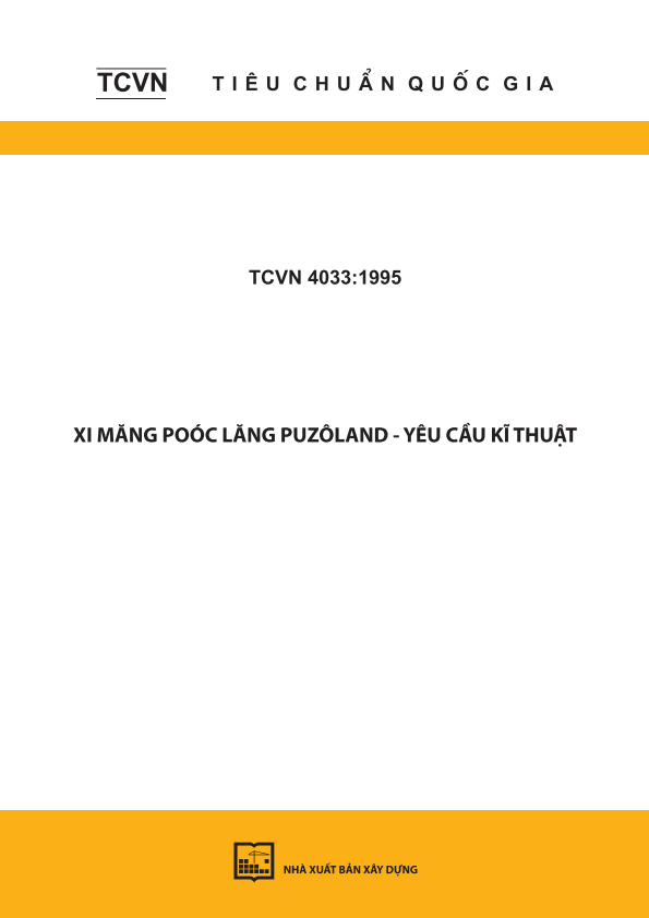 TCVN 4033:1995 Xi măng Poóc lăng Puzôland - Yêu cầu kỹ thuật