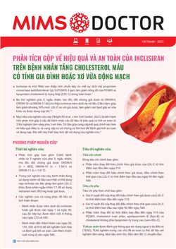 PHÂN TÍCH GỘP VỀ HIỆU QUẢ VÀ AN TOÀN CỦA INCLISIRAN TRÊN BỆNH NHÂN TĂNG CHOLESTEROL MÁU CÓ TÍNH GIA ĐÌNH HOẶC XƠ VỮA ĐỘNG MẠCH