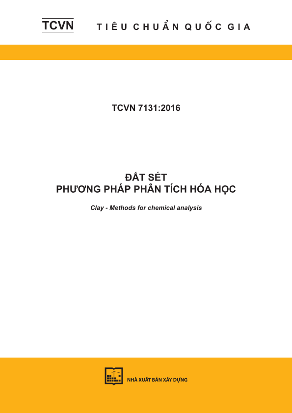 TCVN 7131:2016 Đất sét - Phương pháp phân tích hoá học - Clay - Methods for chemical analysis