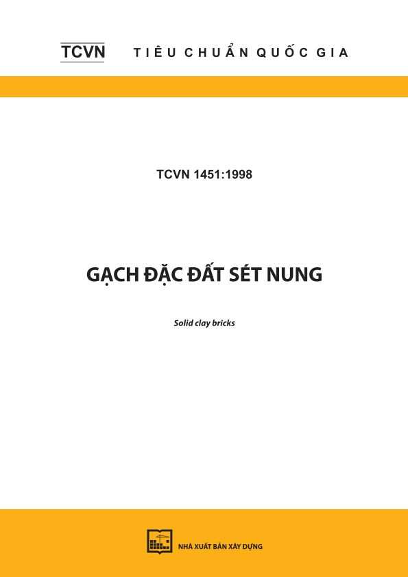 TCVN 1451:1998 Gạch đặc đất sét nung - Solid clay bricks