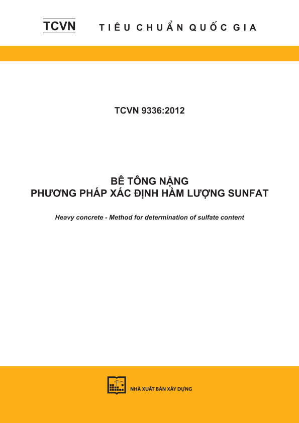 TCVN 9336:2012 Bê tông nặng - Phương pháp xác định hàm lượng sunfat - Heavy concrete - Method for determination of sulfate content 