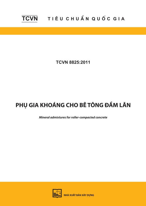 TCVN 8825:2011 Phụ gia khoáng cho bê tông đầm lăn