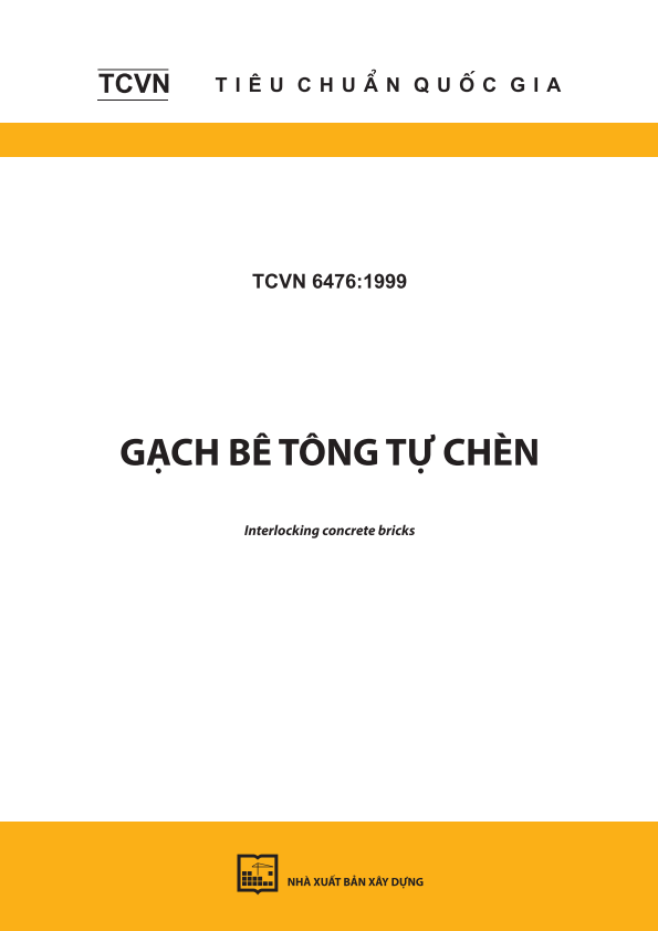 TCVN 6476:1999 Gạch bê tông tự chèn - Interlocking concrete bricks